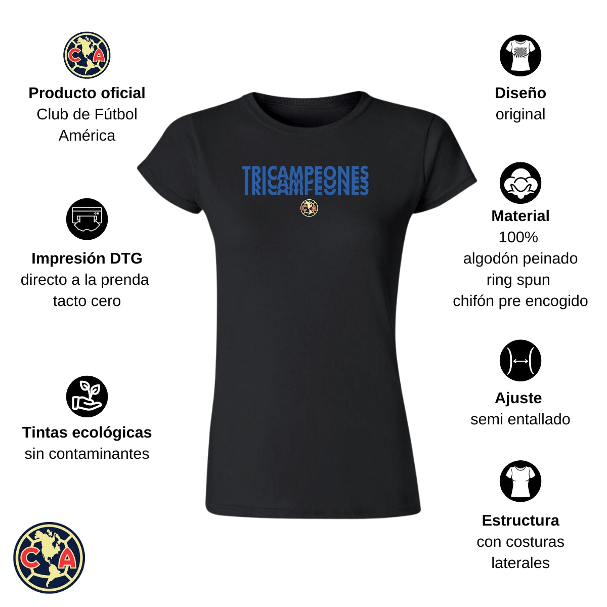 Playera Mujer América Tricampeones