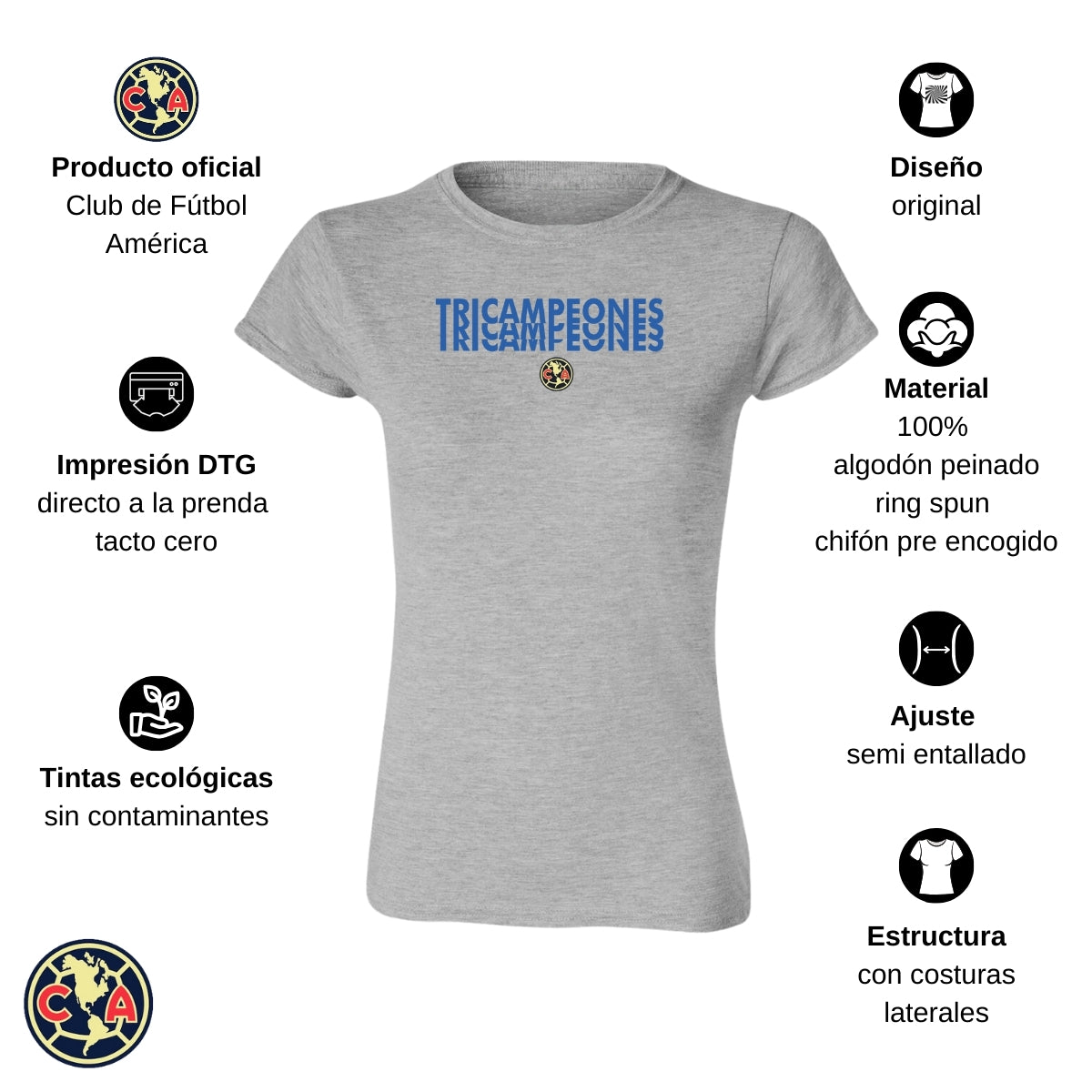 Playera Mujer América Tricampeones