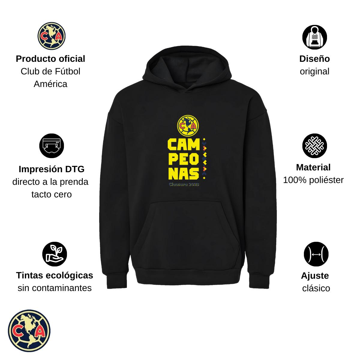 Sudadera Hombre Hoodie Pro Dry América Campeonas Cl 2023