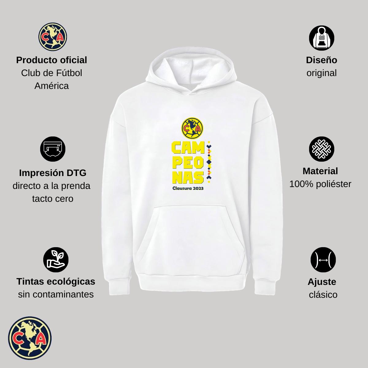 Sudadera Hombre Hoodie Pro Dry América Campeonas Cl 2023