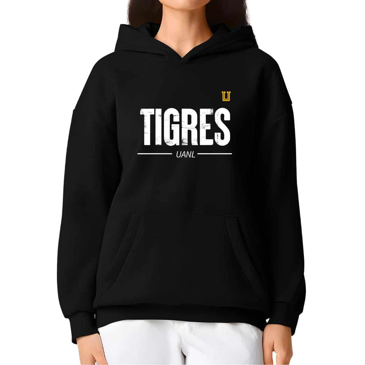 Sudadera Mujer Hoodie Pro Dry Tigres UANL Logo Mono Amarillo