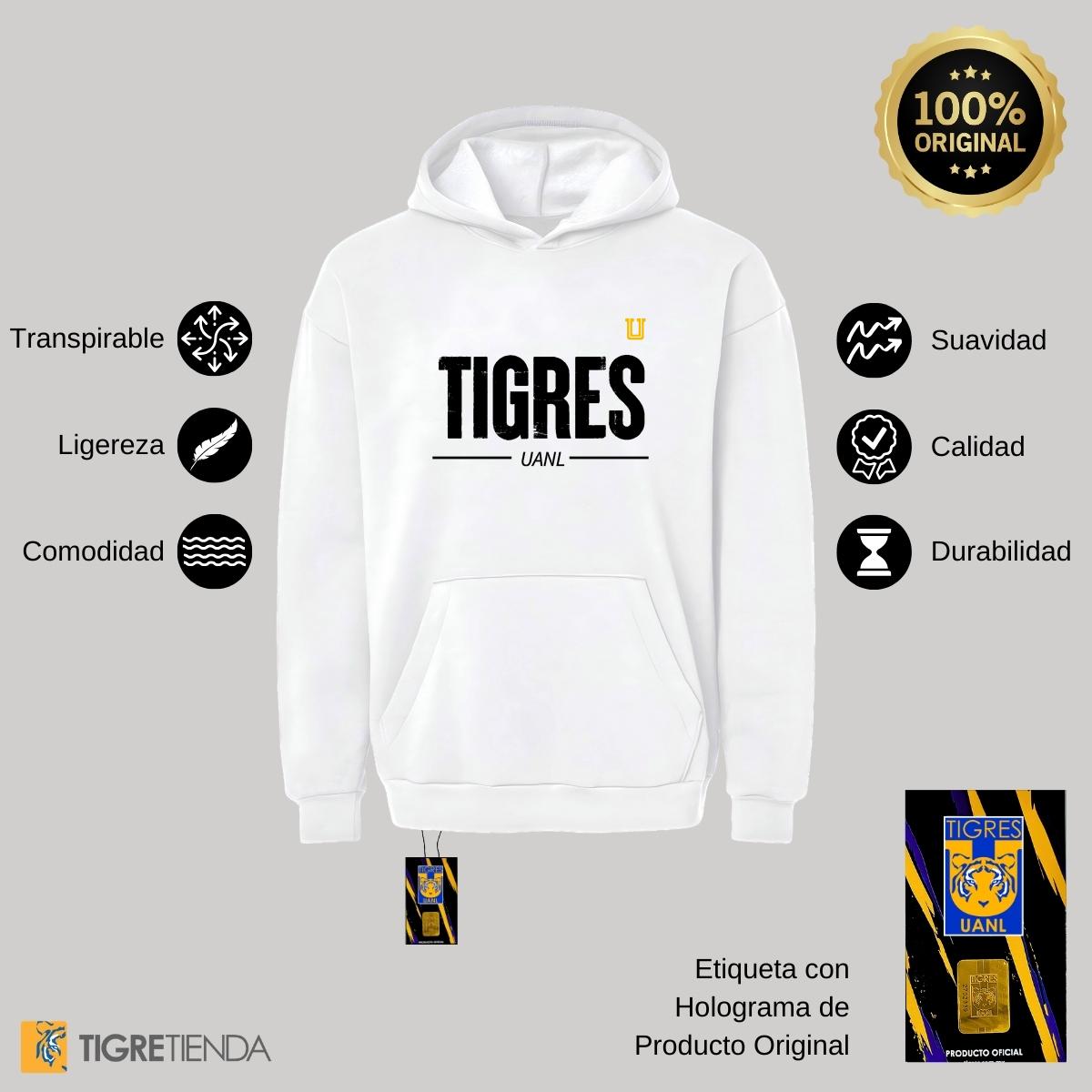 Sudadera Mujer Hoodie Pro Dry Tigres UANL Logo Mono Amarillo