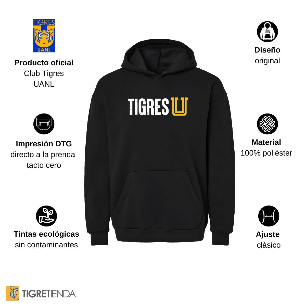 Sudadera Mujer Hoodie Pro Dry Tigres UANL U Tigres Horizontal