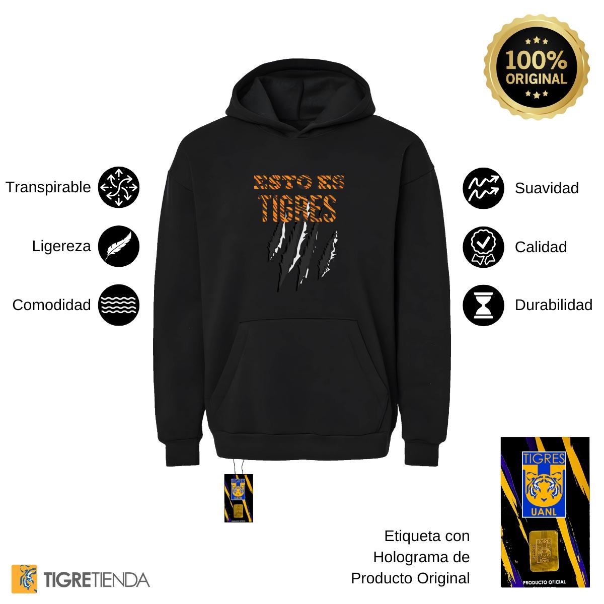 Sudadera Mujer Hoodie Pro Dry Tigres UANL Esto es Tigres Zarpazo