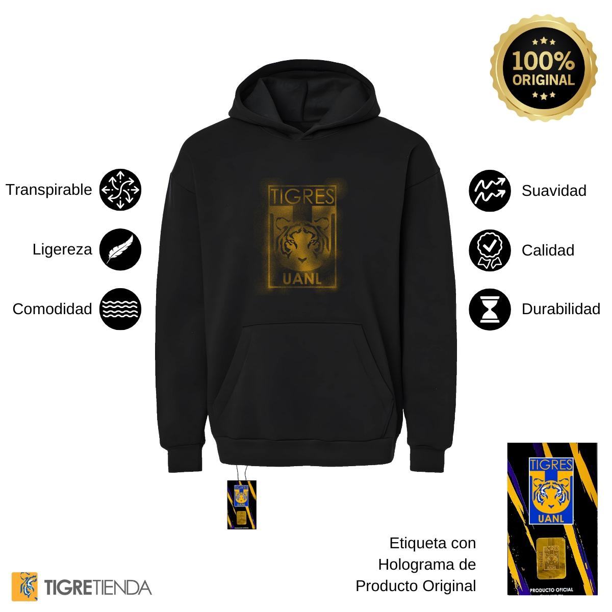 Sudadera Mujer Hoodie Pro Dry Tigres UANL Escudo difuminado