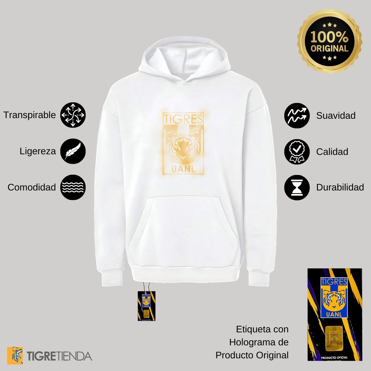 Sudadera Mujer Hoodie Pro Dry Tigres UANL Escudo difuminado