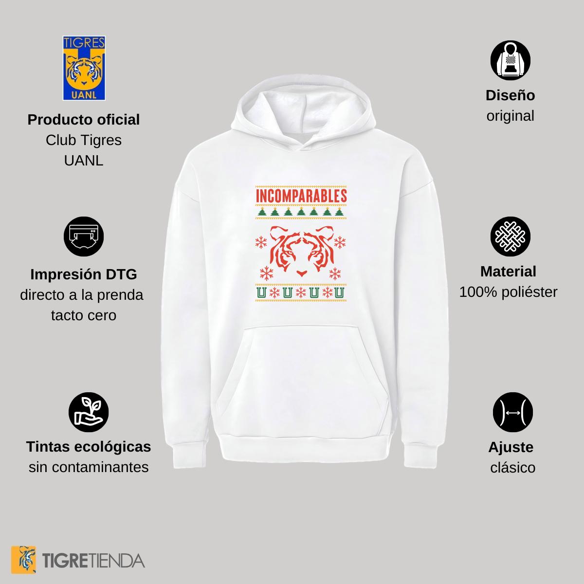 Sudadera Hombre Hoodie Pro Dry Tigres UANL Navideña Incomparables