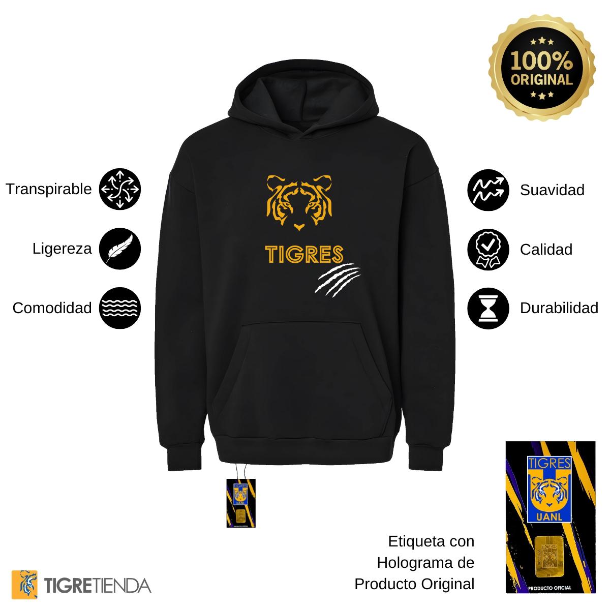 Sudadera Hombre Hoodie Pro Dry Tigres UANL Zarpazo