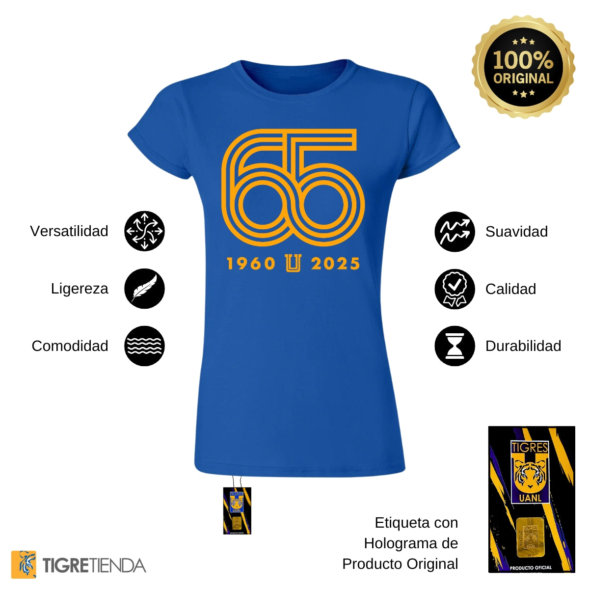 Playera Mujer Tigres UANL Aniversario 65