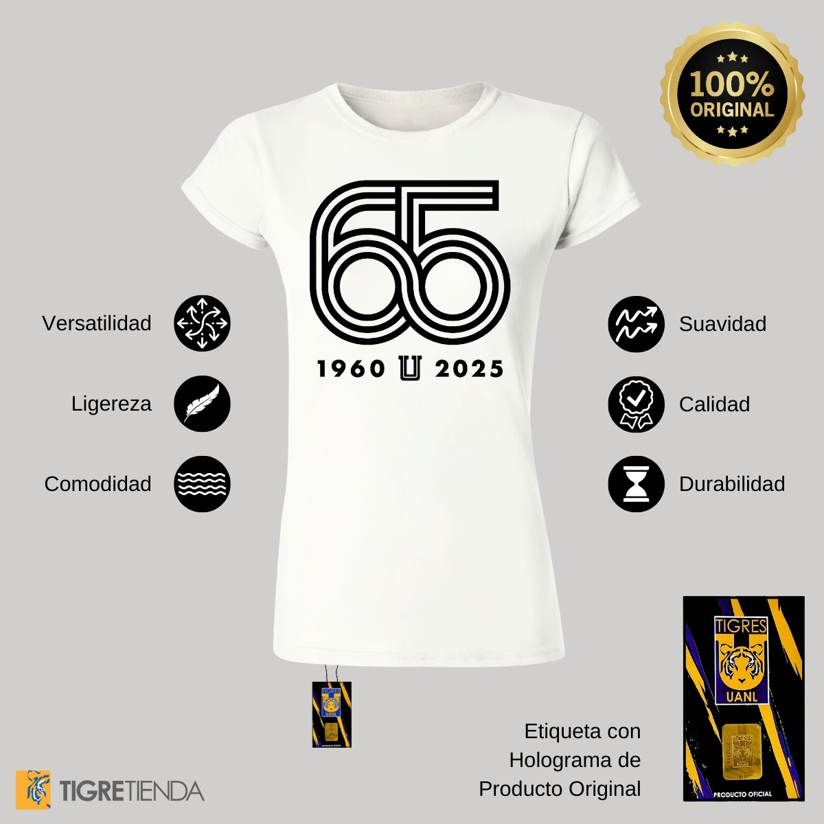 Playera Mujer Tigres UANL Aniversario 65