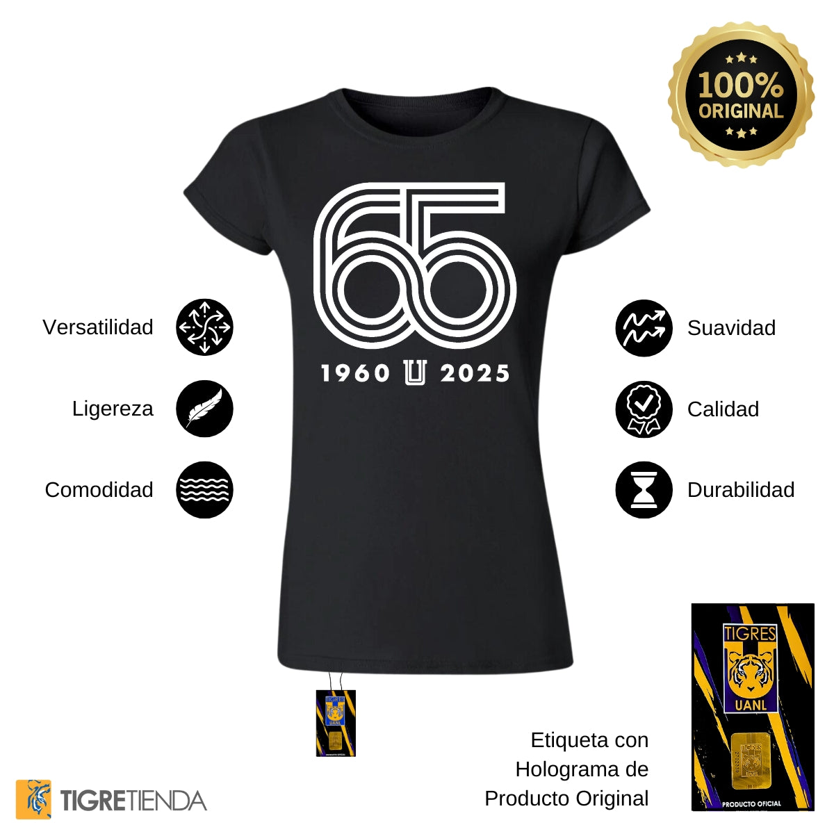 Playera Mujer Tigres UANL Aniversario 65