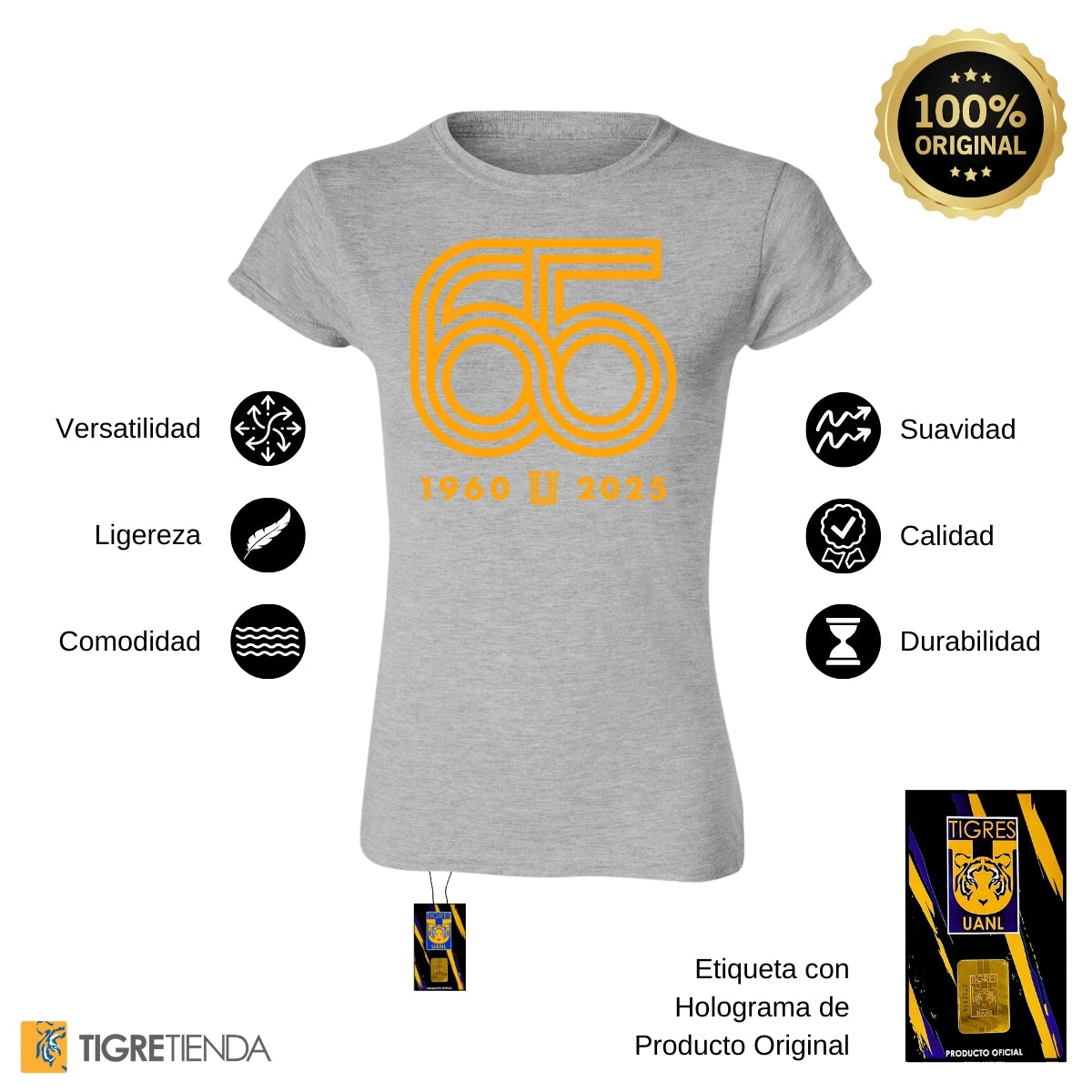 Playera Mujer Tigres UANL Aniversario 65