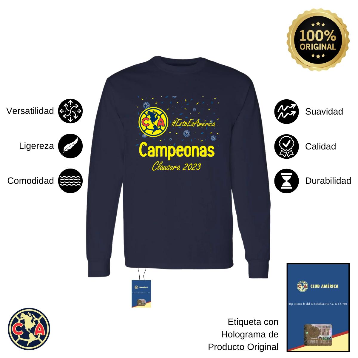 Playera Hombre América Manga Larga Siempre Águilas Cl 2023