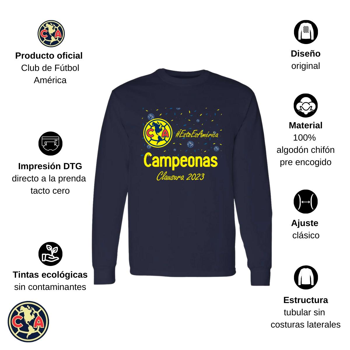 Playera Hombre América Manga Larga Siempre Águilas Cl 2023