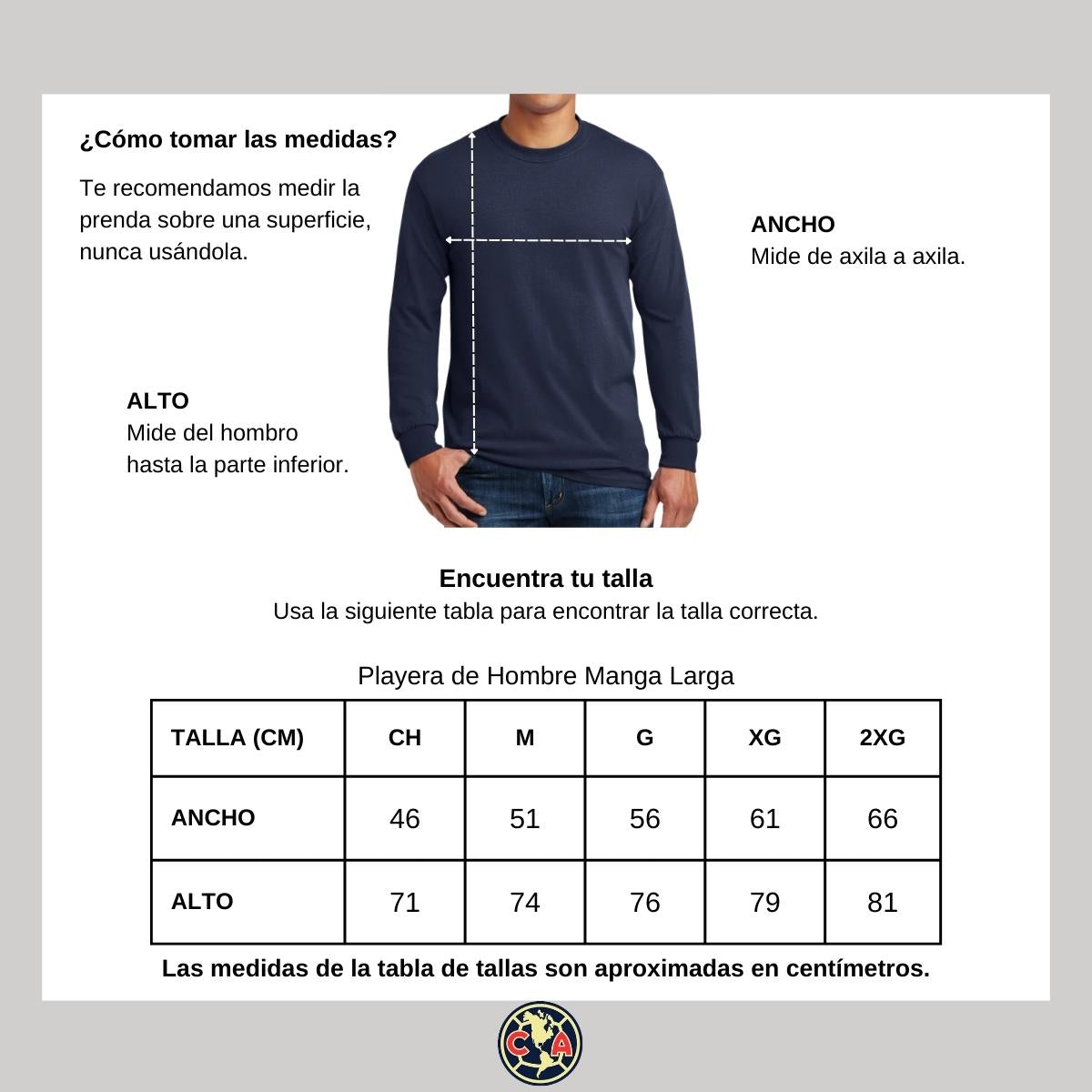 Playera Hombre América Manga Larga Siempre Águilas Cl 2023