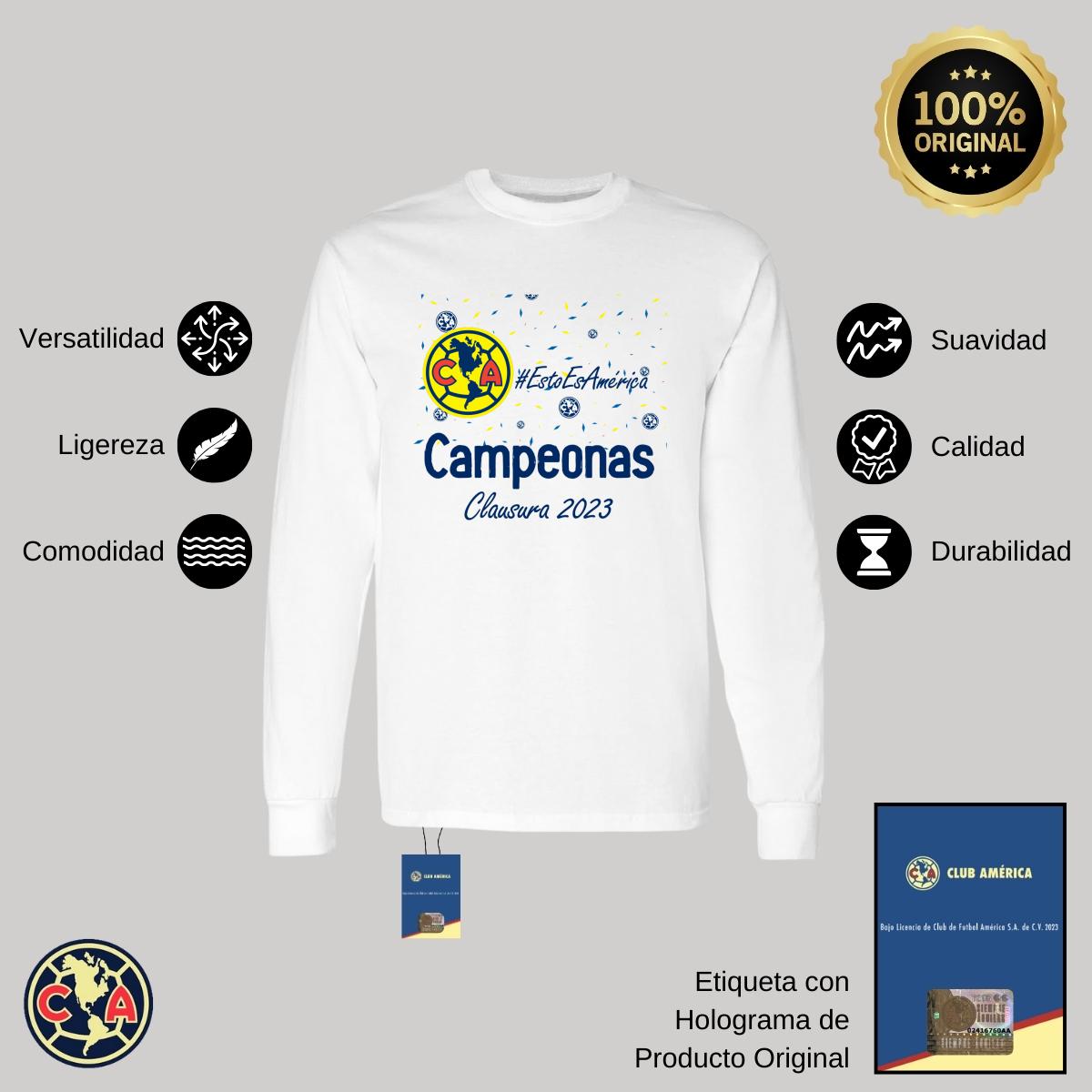 Playera Hombre América Manga Larga Siempre Águilas Cl 2023
