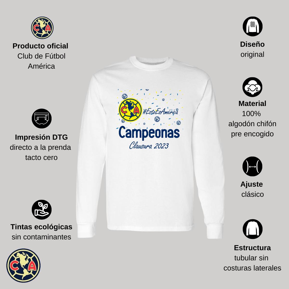 Playera Hombre América Manga Larga Siempre Águilas Cl 2023