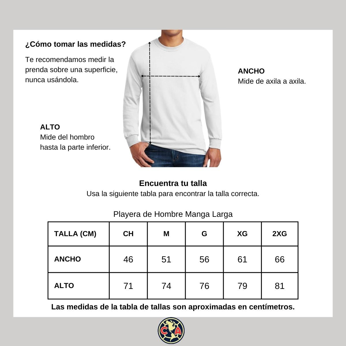 Playera Hombre América Manga Larga Siempre Águilas Cl 2023