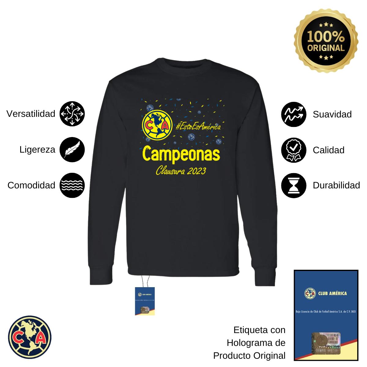 Playera Hombre América Manga Larga Siempre Águilas Cl 2023