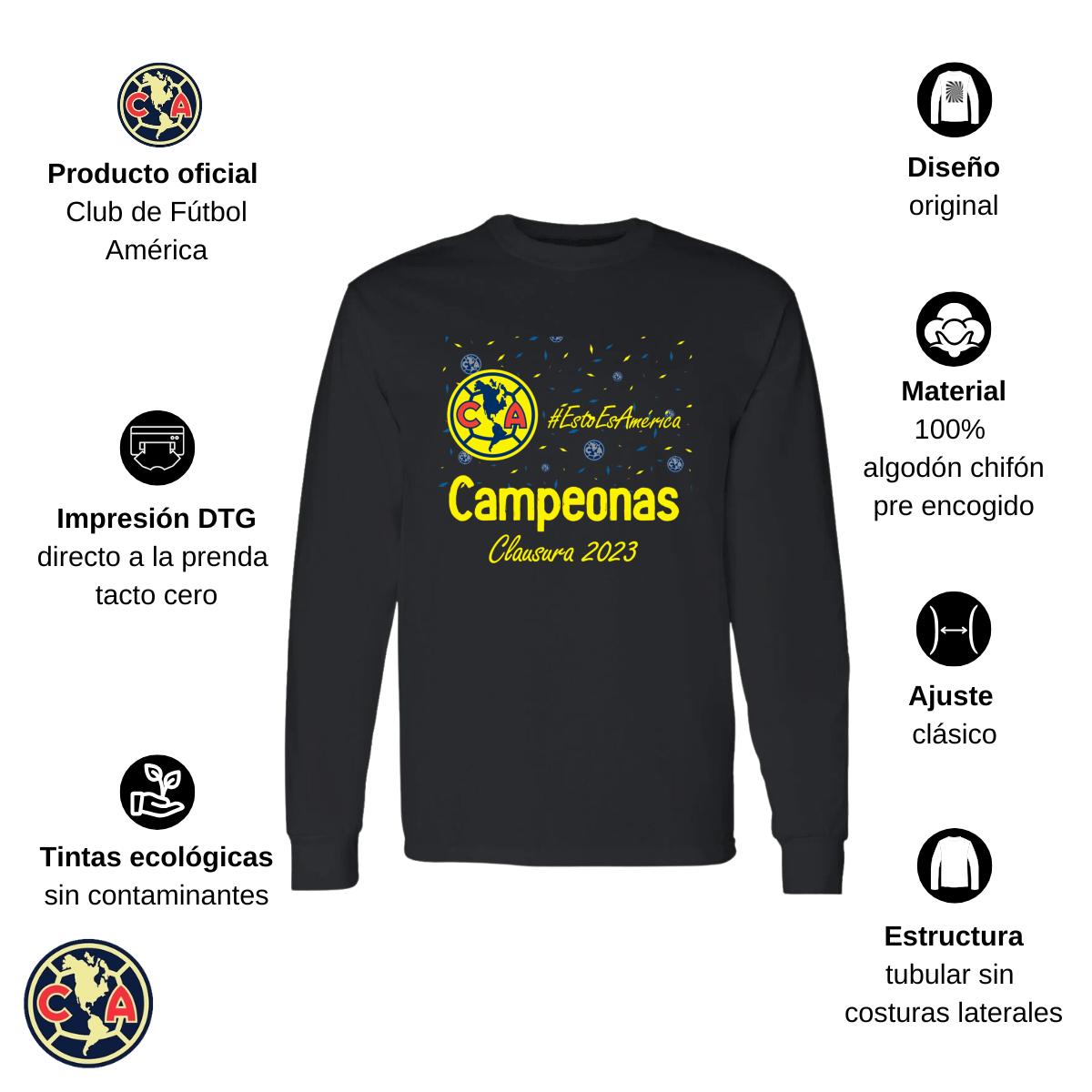 Playera Hombre América Manga Larga Siempre Águilas Cl 2023