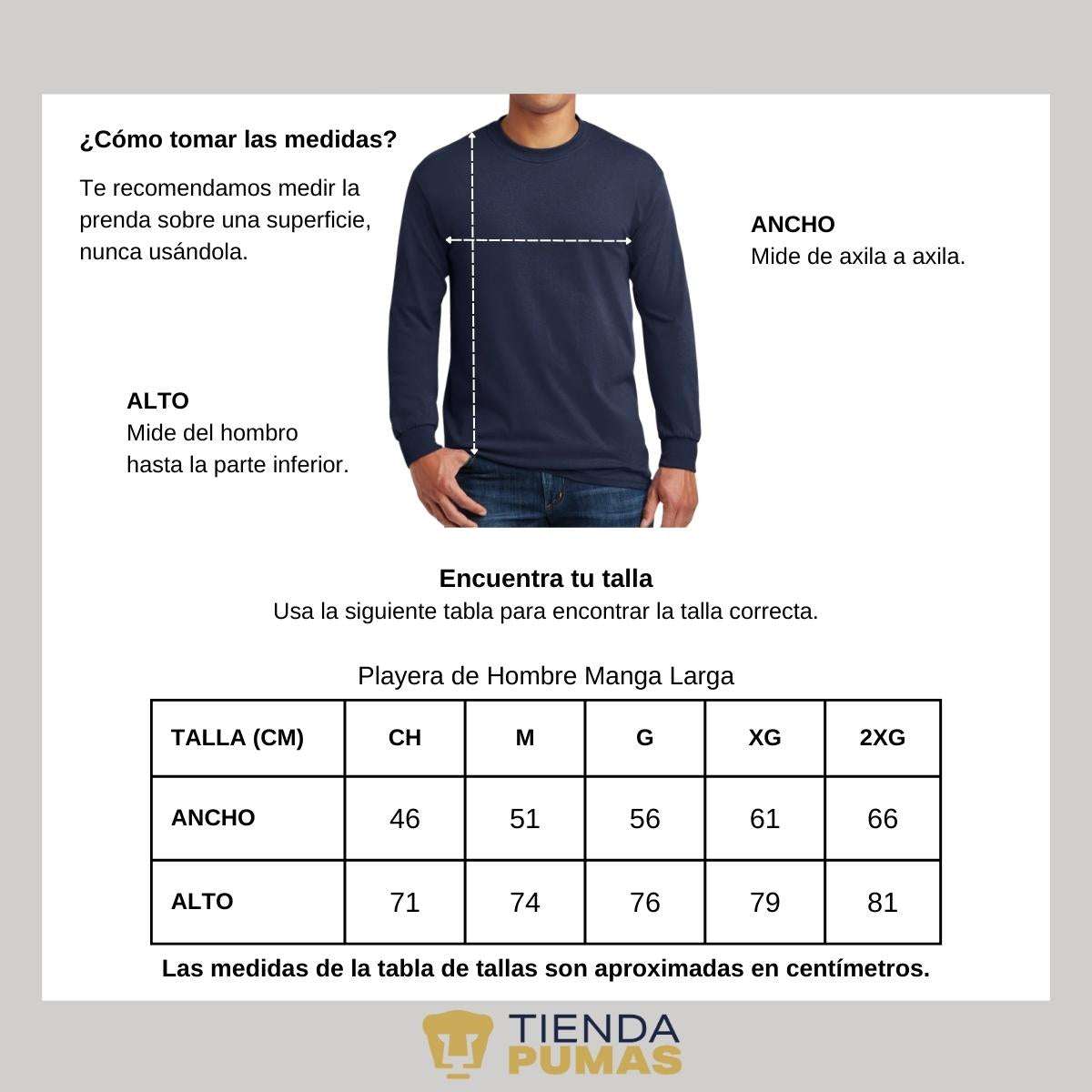 Playera Hombre Pumas UNAM Manga Larga Logo Triángulo