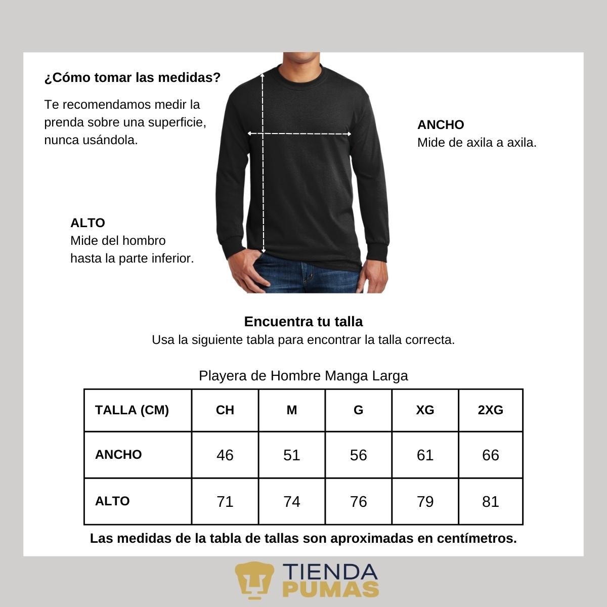 Playera Hombre Pumas UNAM Manga Larga Logo Triángulo