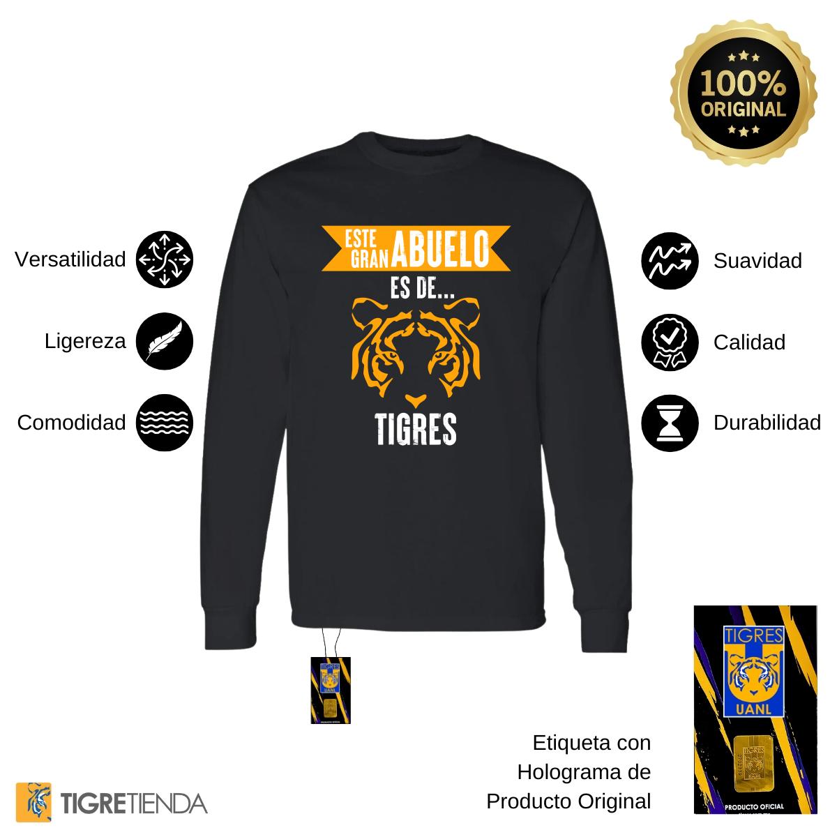 Playera Hombre Tigres UANL Manga Larga Gran abuelo