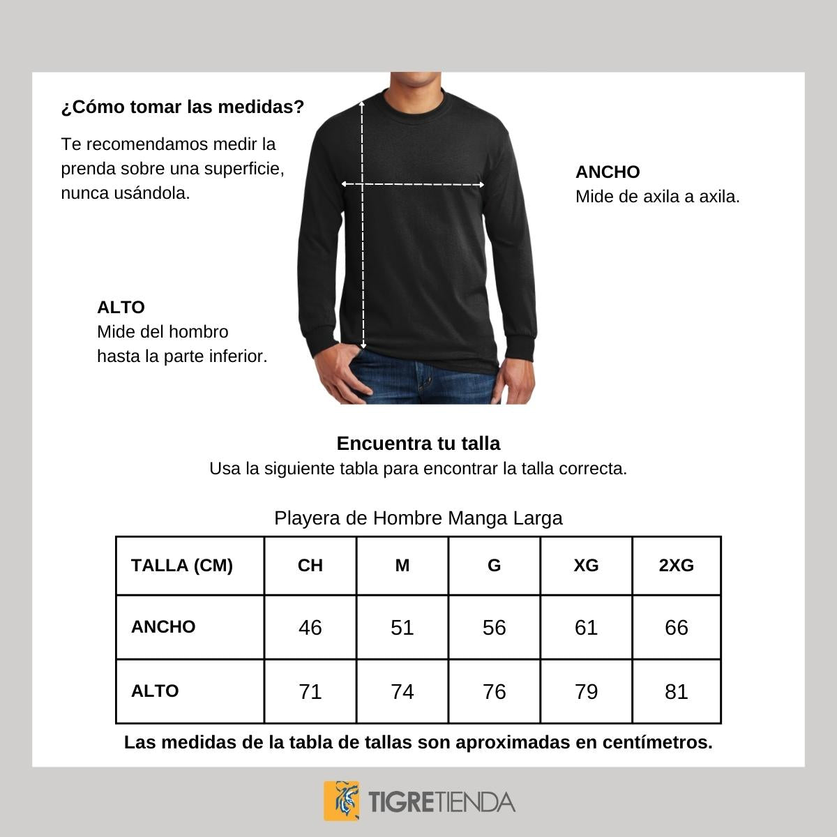 Playera Hombre Tigres UANL Manga Larga Gran abuelo