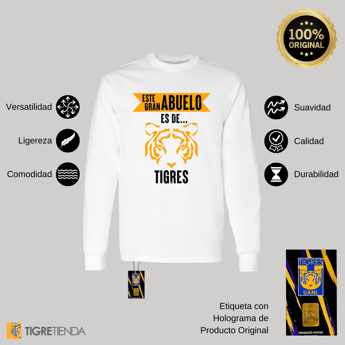 Playera Hombre Tigres UANL Manga Larga Gran abuelo