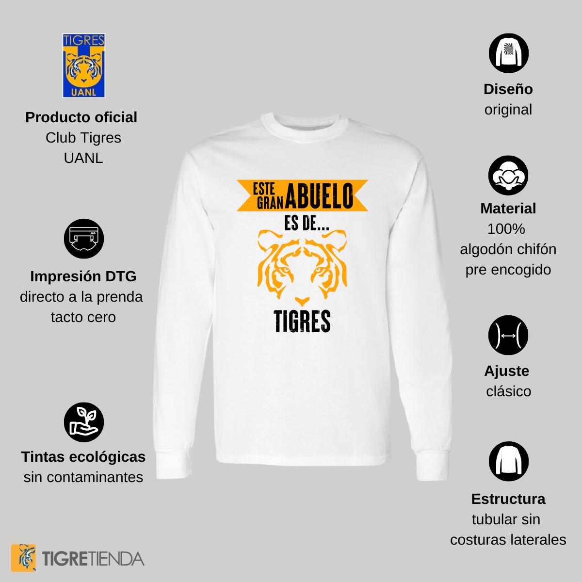 Playera Hombre Tigres UANL Manga Larga Gran abuelo
