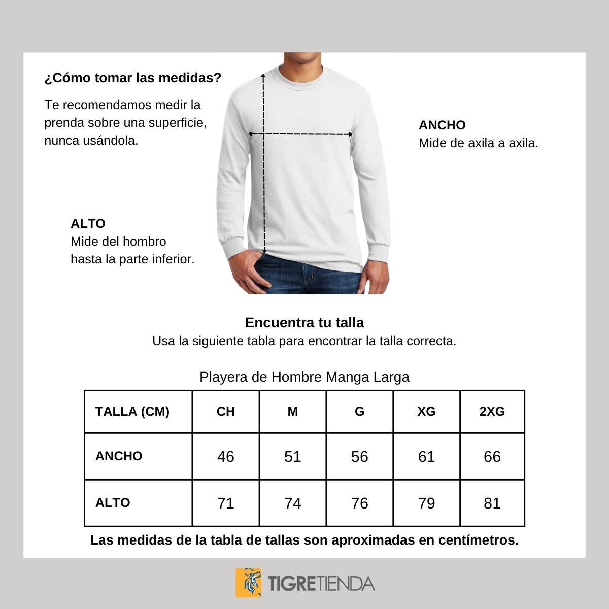Playera Hombre Tigres UANL Manga Larga Gran abuelo