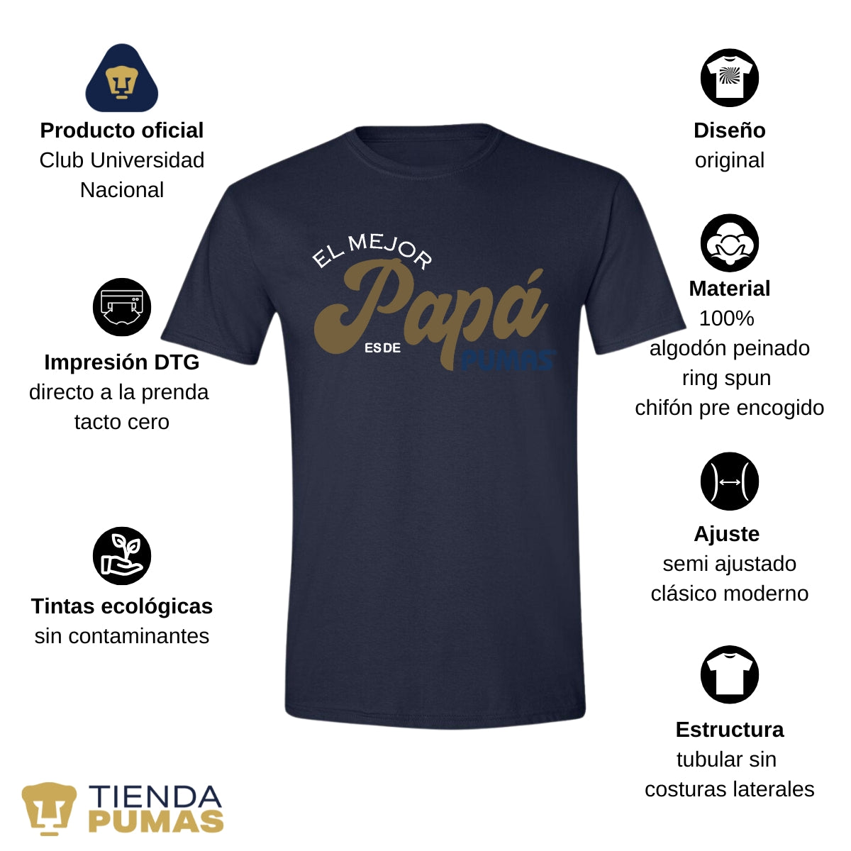 Playera Hombre Pumas UNAM Día Padre El mejor