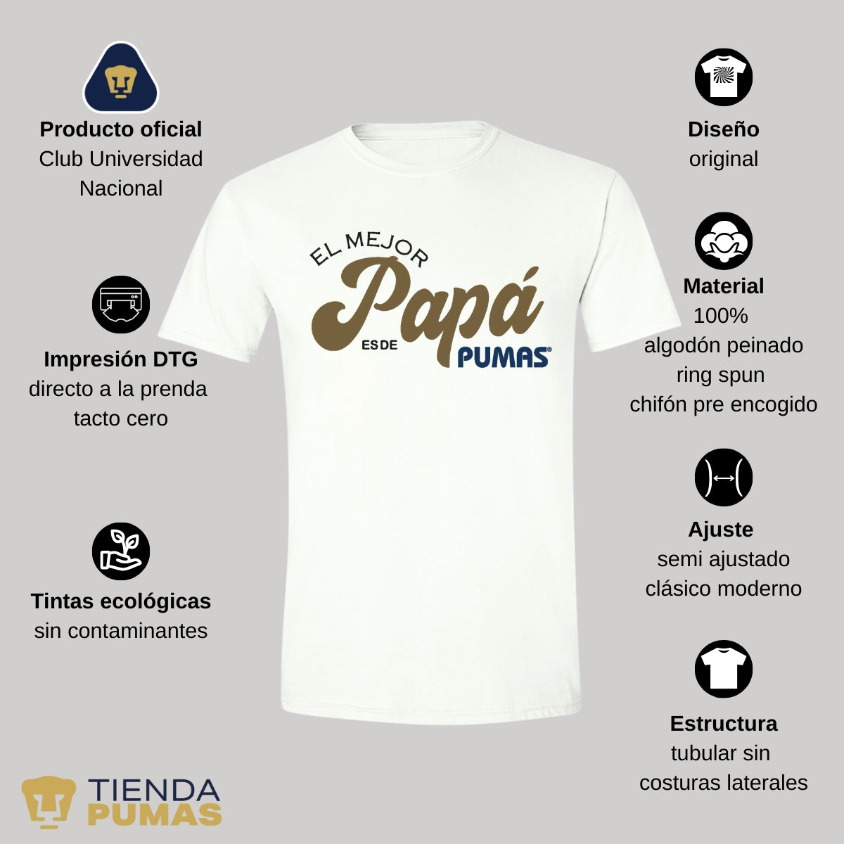 Playera Hombre Pumas UNAM Día Padre El mejor