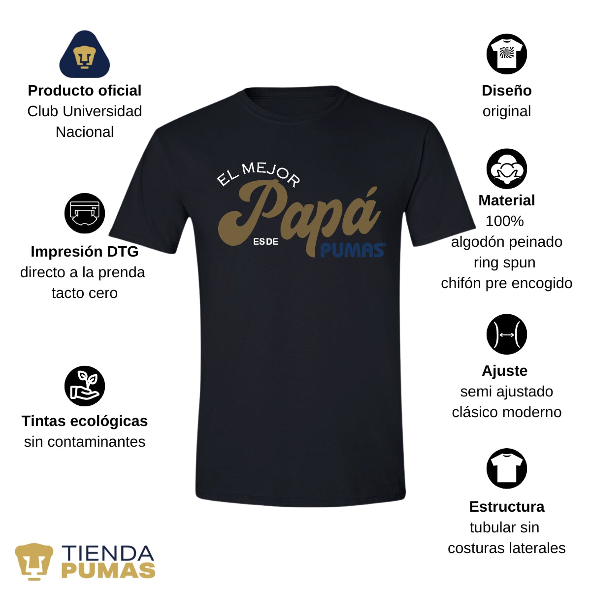 Playera Hombre Pumas UNAM Día Padre El mejor