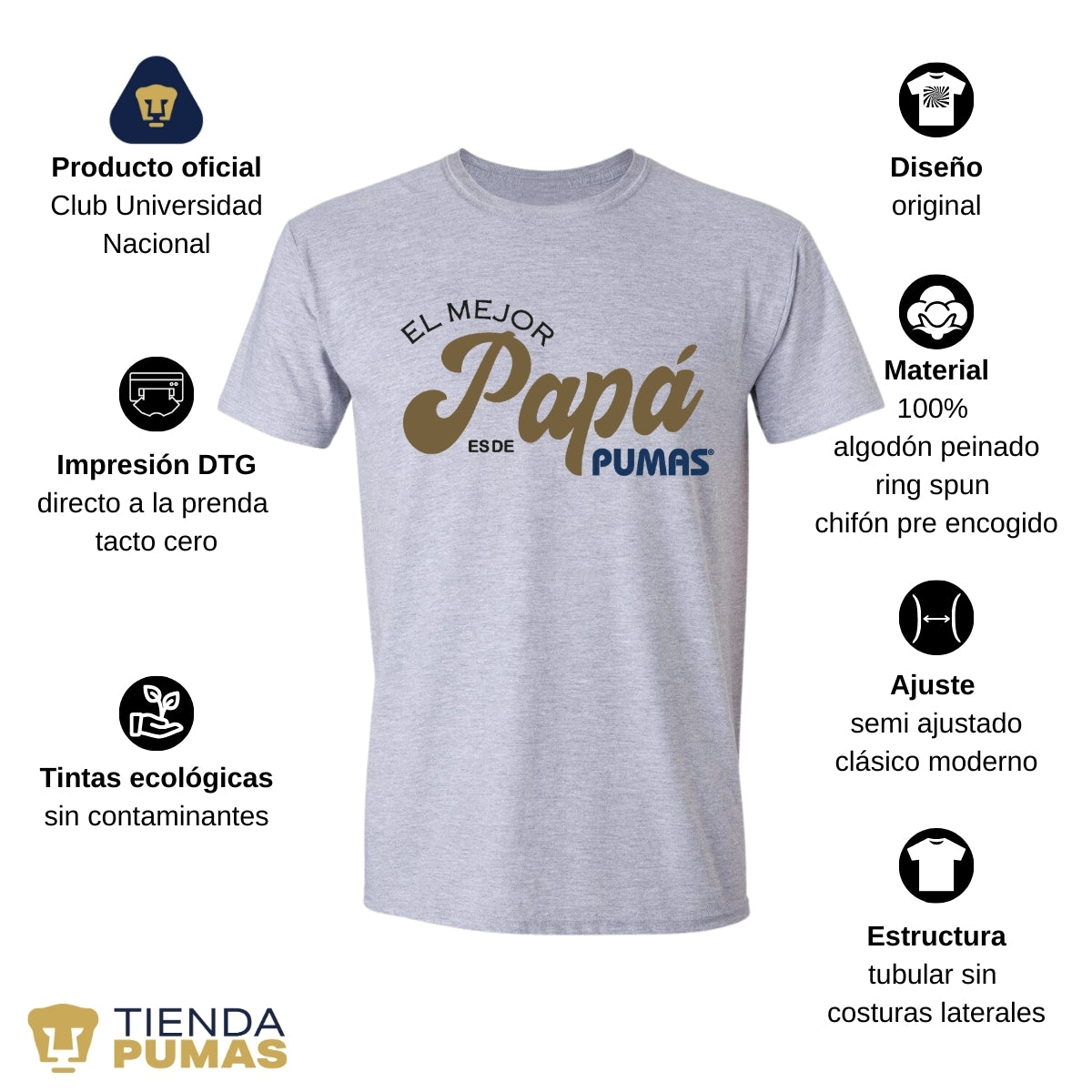 Playera Hombre Pumas UNAM Día Padre El mejor