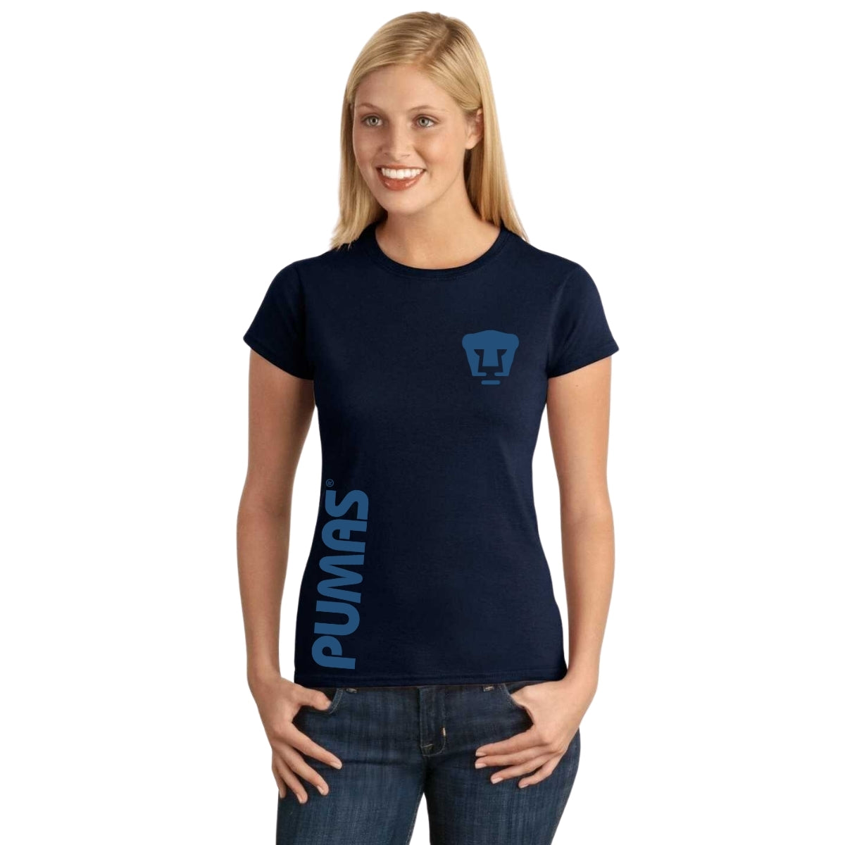 Playera Mujer Pumas UNAM Retro azul vinil