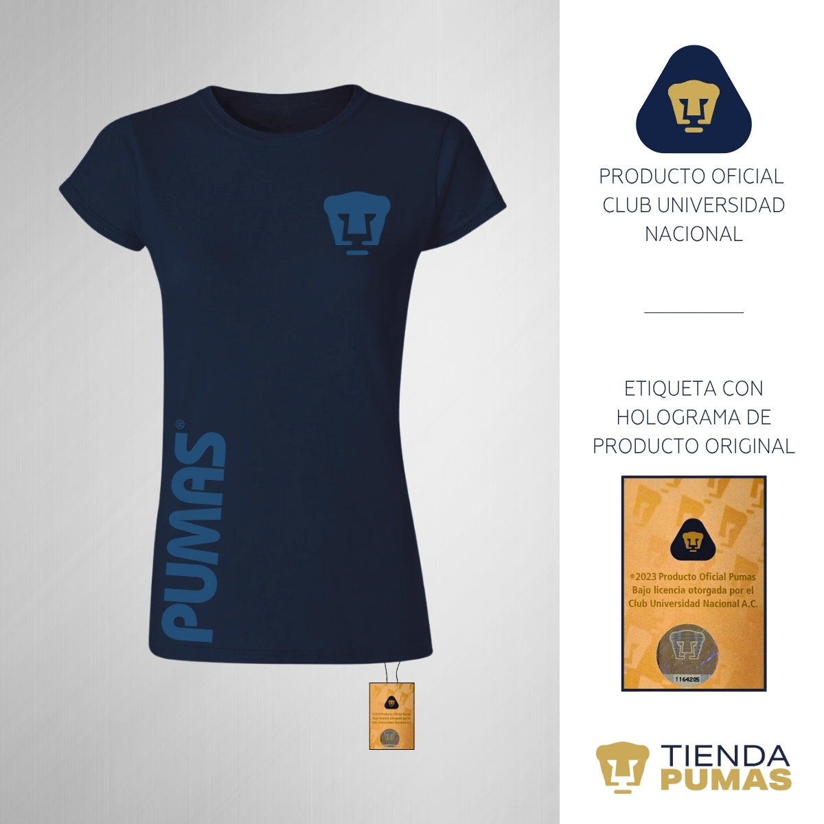 Playera Mujer Pumas UNAM Retro azul vinil