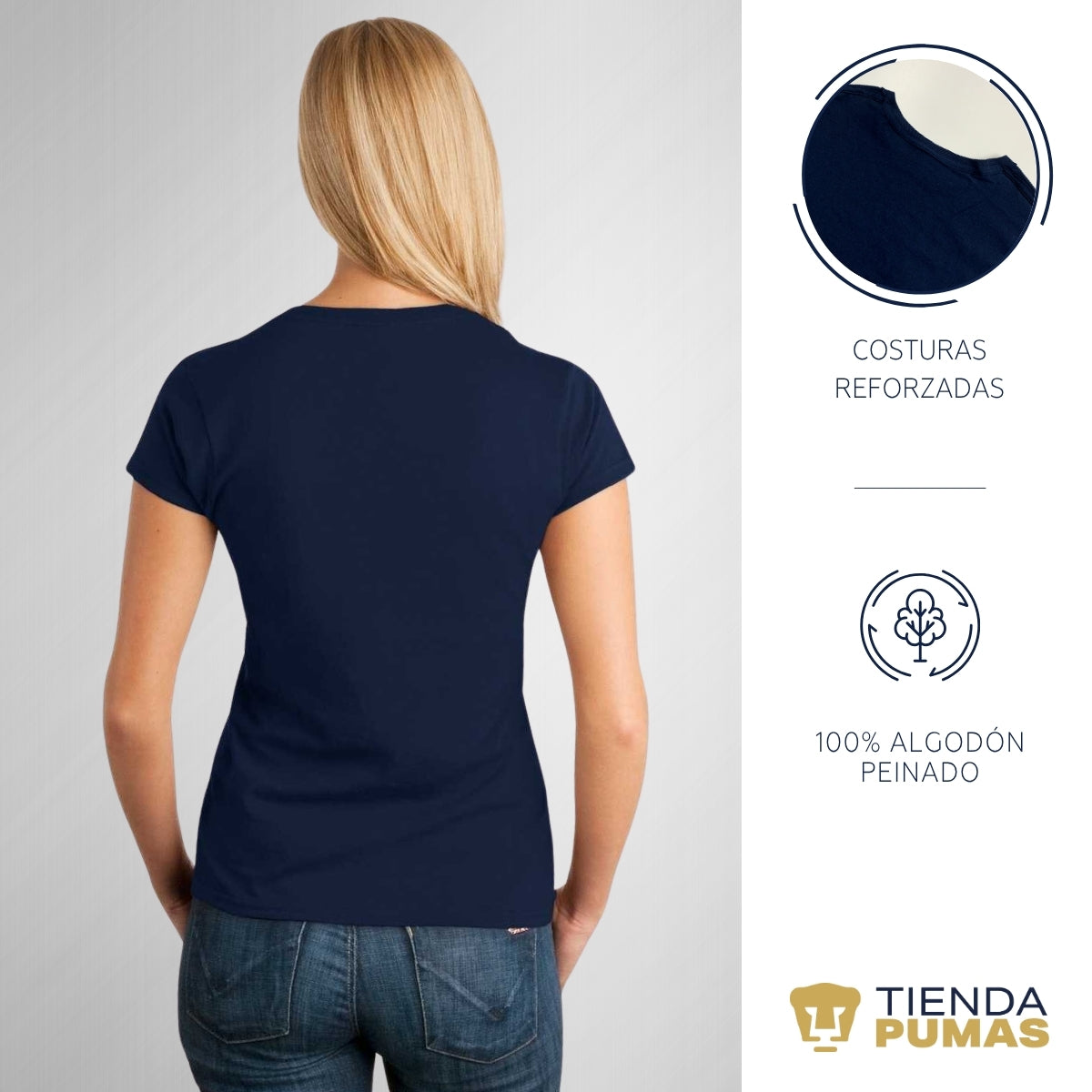 Playera Mujer Pumas UNAM Retro azul vinil