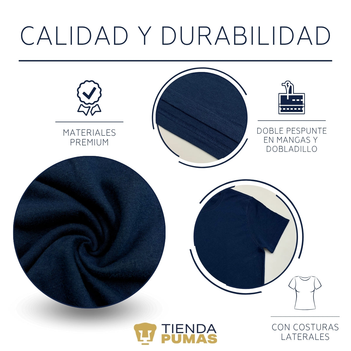 Playera Mujer Pumas UNAM Retro azul vinil