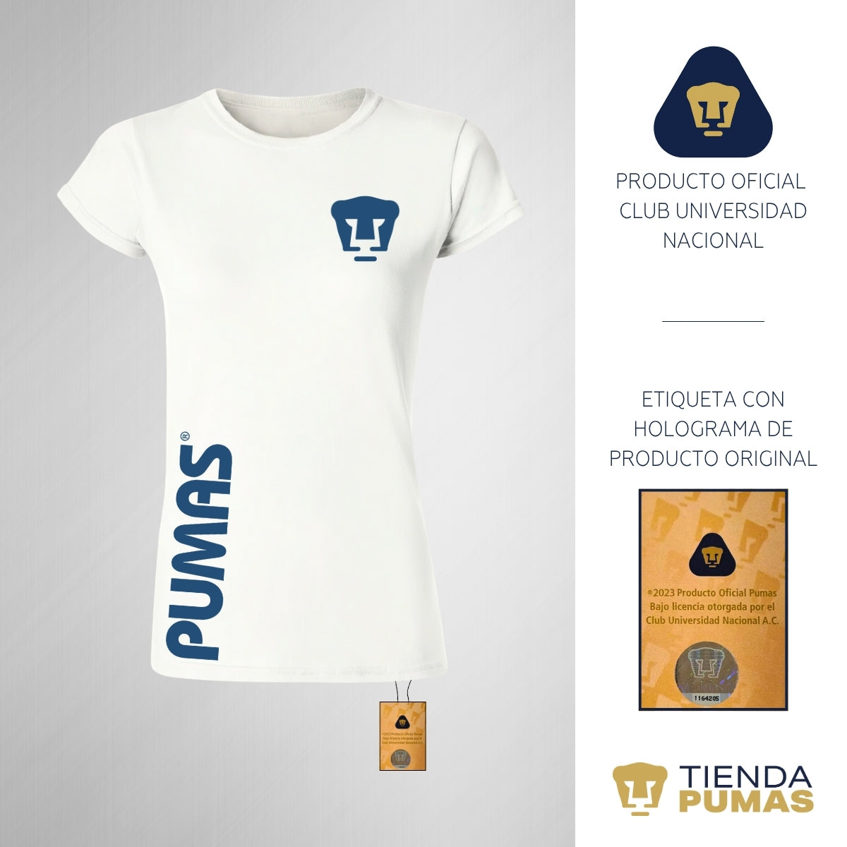Playera Mujer Pumas UNAM Retro azul vinil