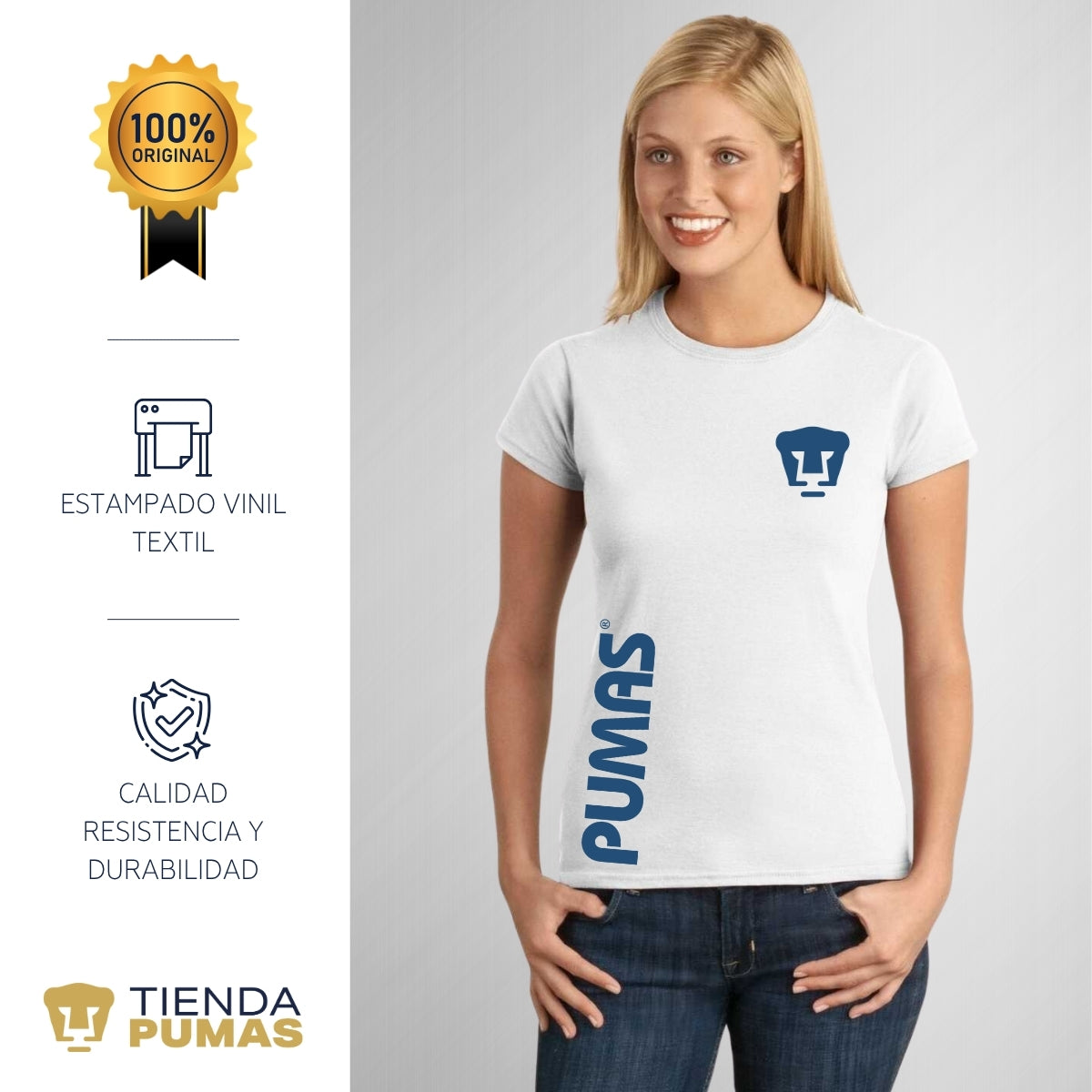 Playera Mujer Pumas UNAM Retro azul vinil
