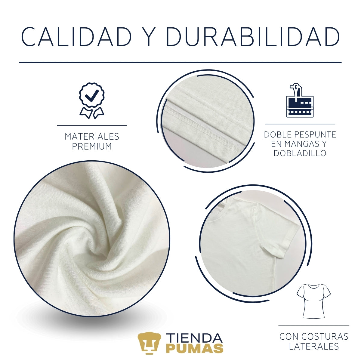 Playera Mujer Pumas UNAM Retro azul vinil