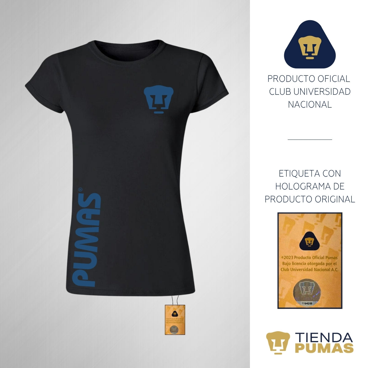 Playera Mujer Pumas UNAM Retro azul vinil