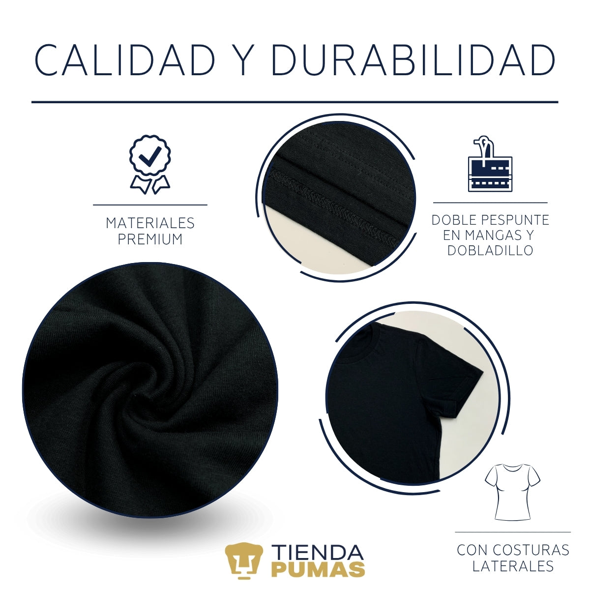 Playera Mujer Pumas UNAM Retro azul vinil