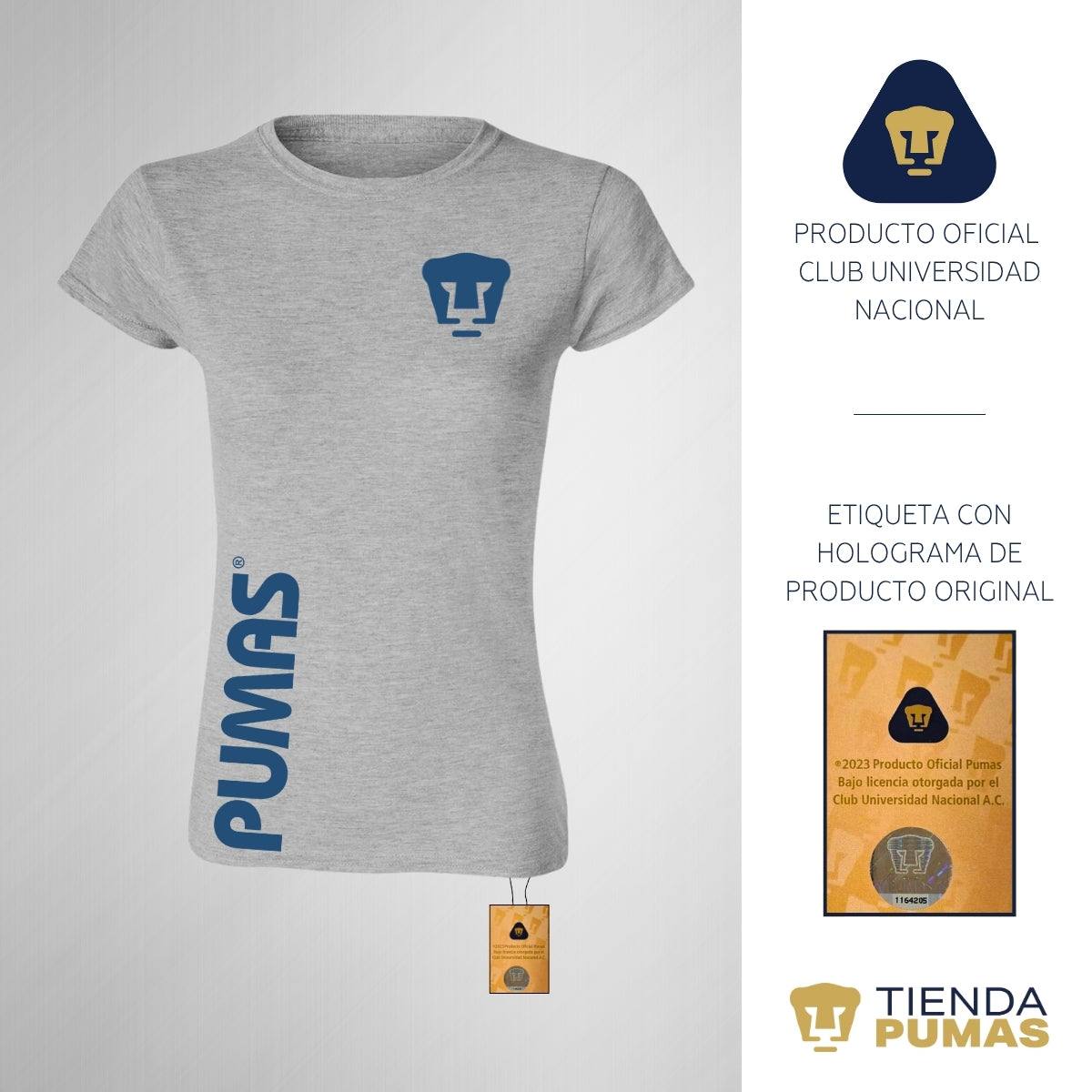 Playera Mujer Pumas UNAM Retro azul vinil
