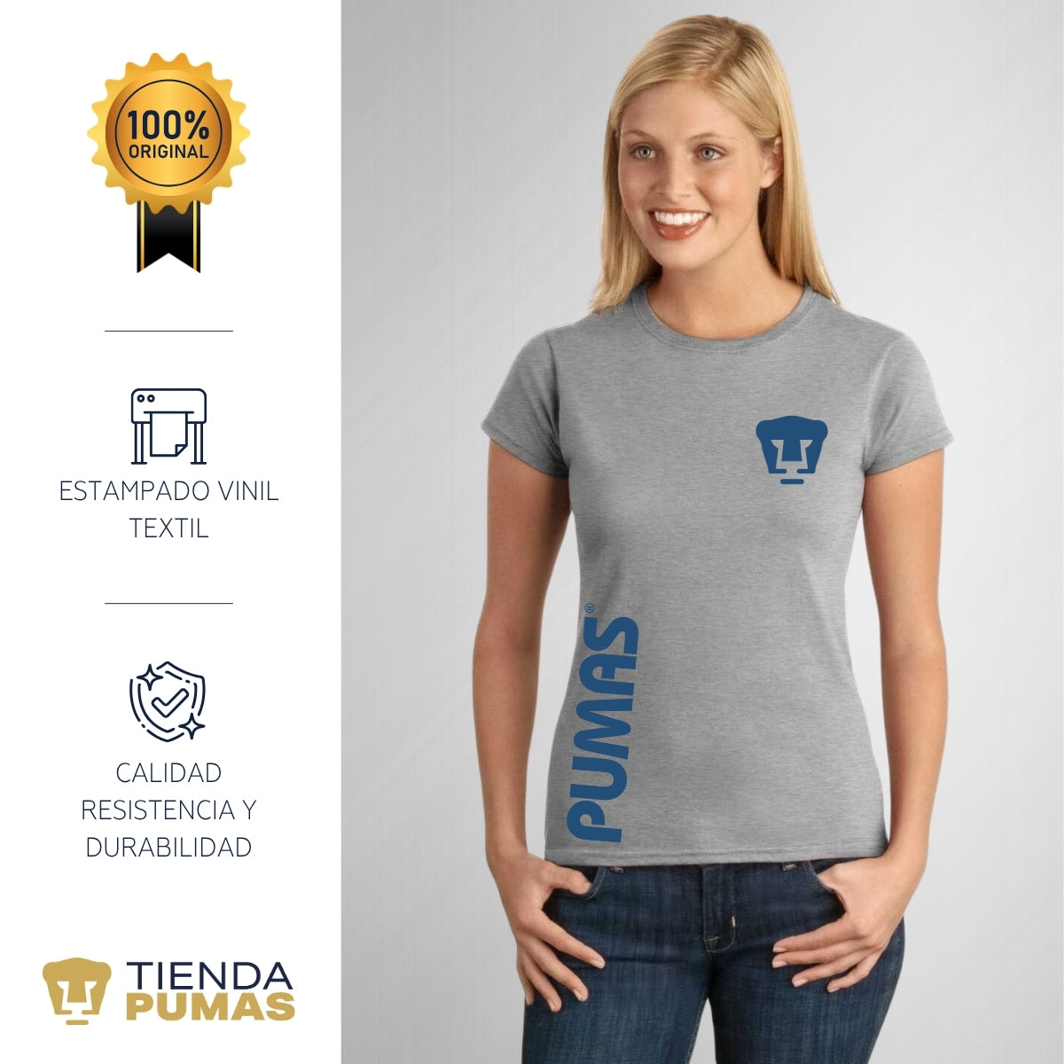 Playera Mujer Pumas UNAM Retro azul vinil
