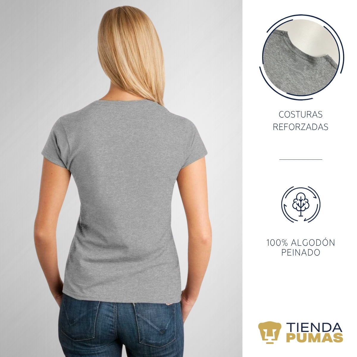 Playera Mujer Pumas UNAM Retro azul vinil
