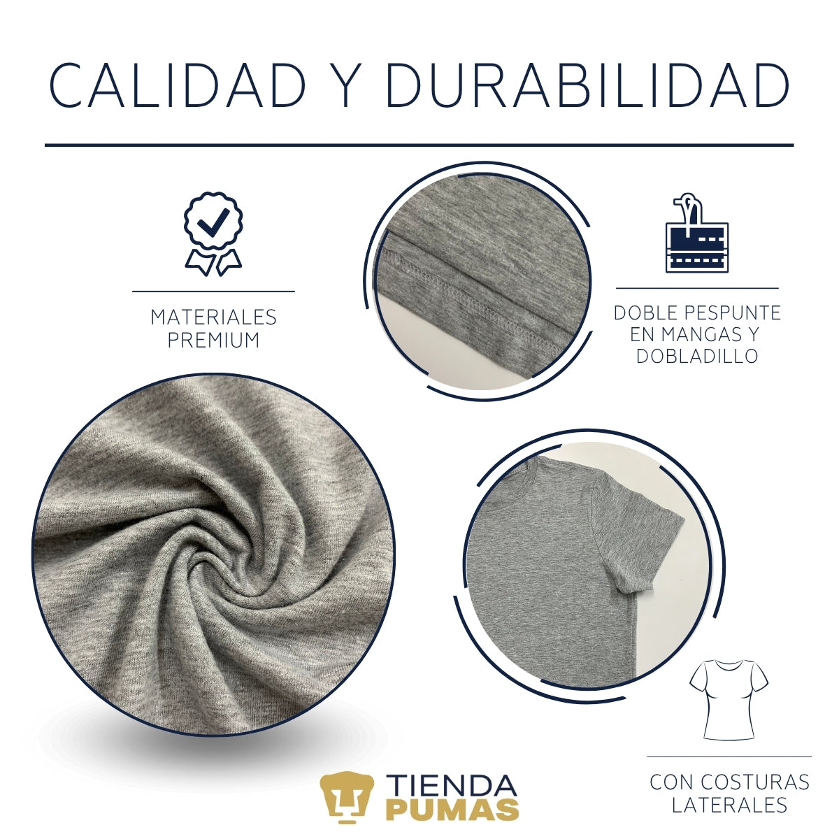 Playera Mujer Pumas UNAM Retro azul vinil