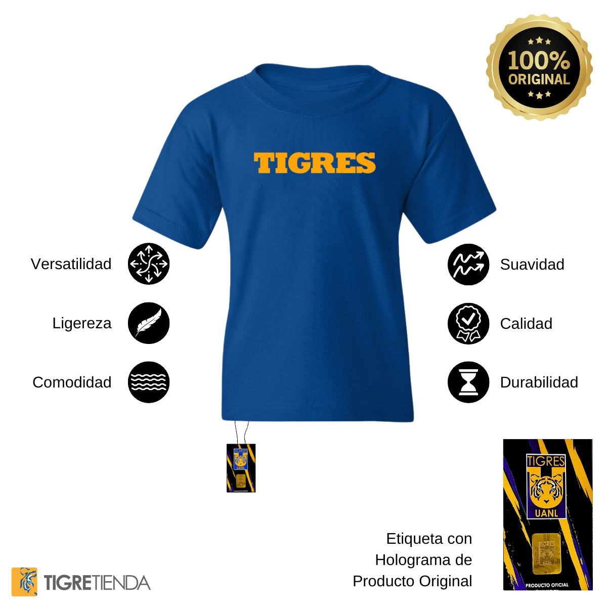 Playera Niño Niña Tigres UANL Logo Tigre