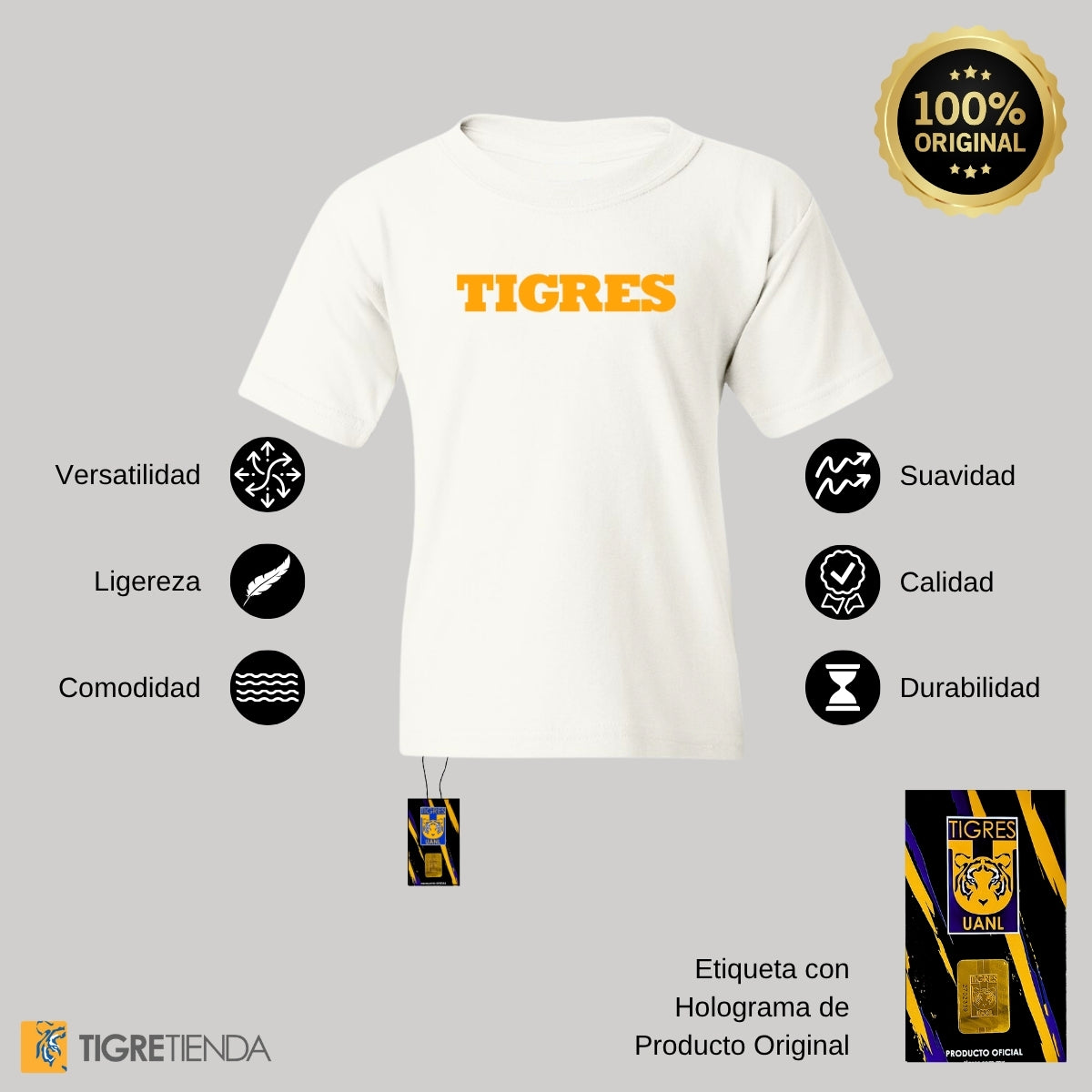 Playera Niño Niña Tigres UANL Logo Tigre